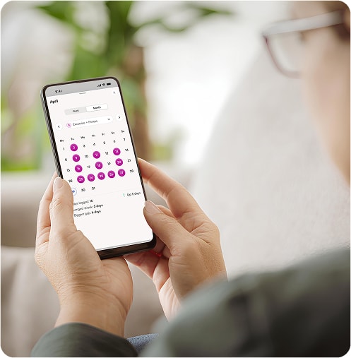 Woman checking monthly stats