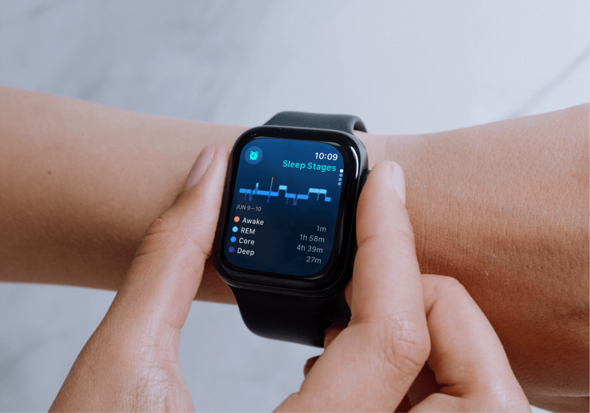 Sleep data displayed on Apple Watch